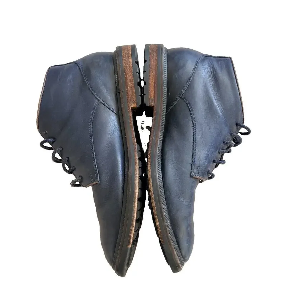 Cole Haan Leather Chukka Lace Up Boots Mens 9.5 Navy Blue Preppy Old Money
